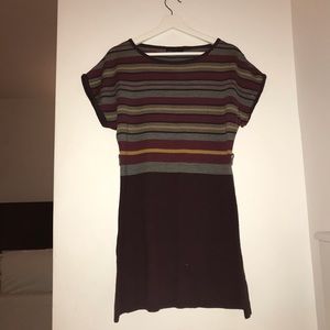 PURPLE MID LONG SHORT SLEEVE WARM DRESS